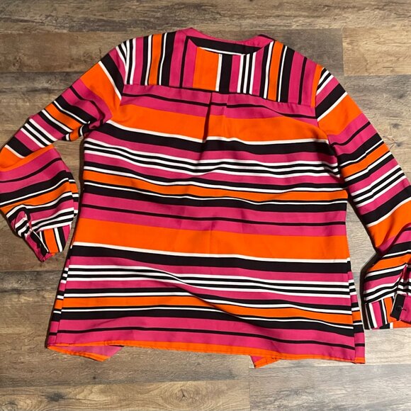 KIM ROGERS Women’s Petite Large Striped Button-Up Blouse - Picture 3 of 3